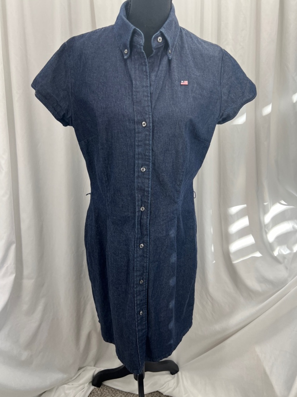 Ralph Lauren Polo Jeans Co. Dark Blue Denim Dress Size L Coastal Preppy Y2K